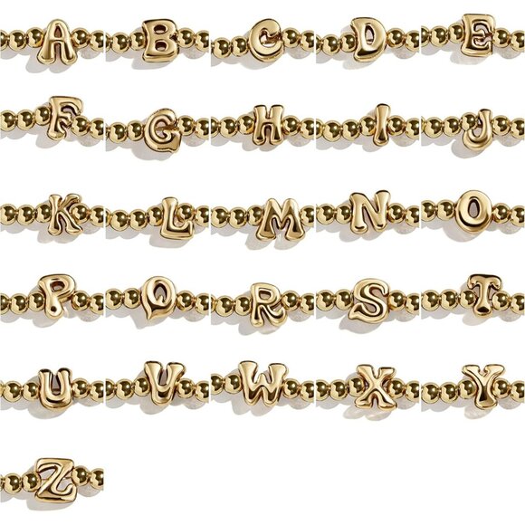 Women's Initial Pisa Stretch Bracelet Personalized Gold Plated Bracelet Jewelry - Picture 5 of 7